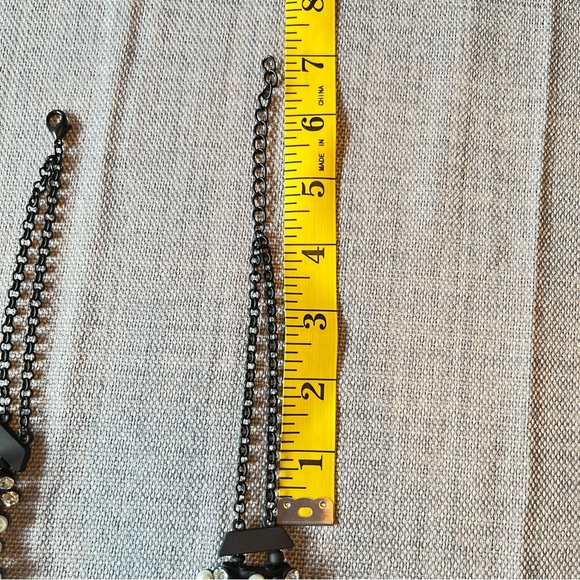 Egyptian Revival Bib Collar Necklace Faux Pearl & Gem Stone Pin Cushion Necklace - Picture 5 of 13